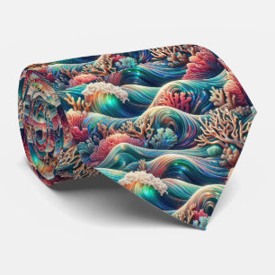 Gravata para Amantes de Praia   Padrão Holográfico