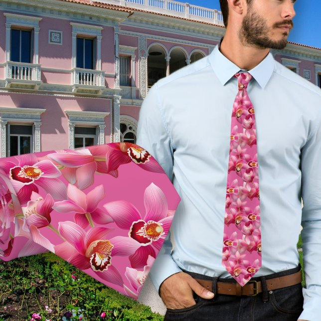 Gravata para Noivos Casamento Orquídeas Rosa (Criador carregado)