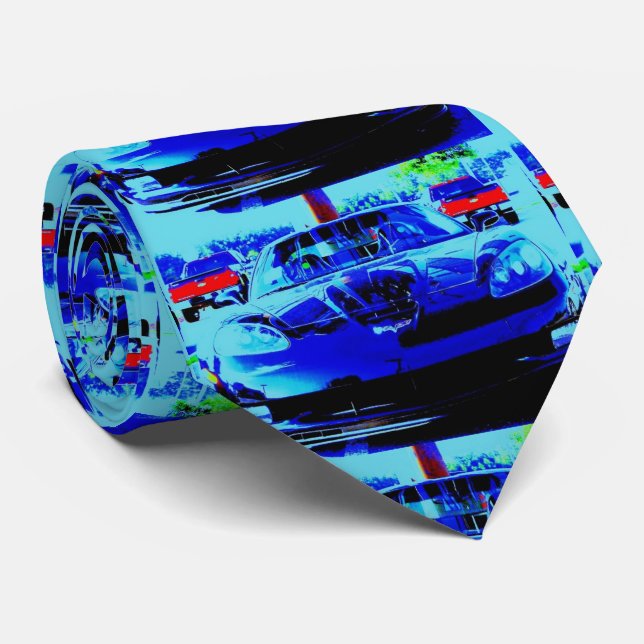 Gravata Parte frontal e capa de uma Corveta preta & azul (Rolled)