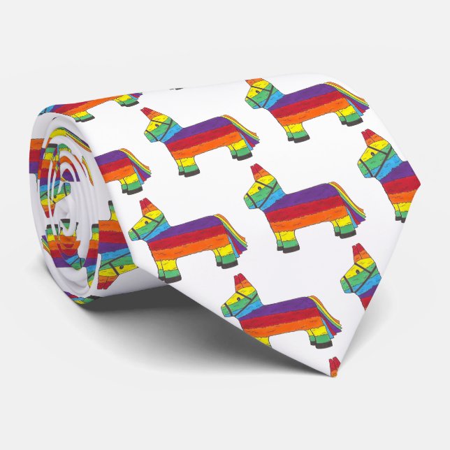 Gravata Partido Animal Rainbow Donkey Piñata Birthday Fies (Rolled)