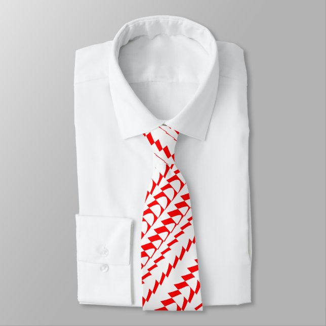 Gravata Partido Trance - Branco e Vermelho (Amarrado)