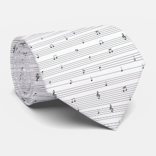 Gravata Partituras Minimalistas em Preto e Branco