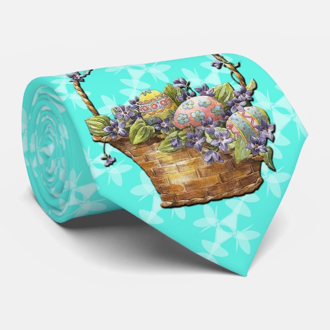 Gravata Páscoa Cesta Turquesa Estilo Verificado Coluna Des (Rolled)