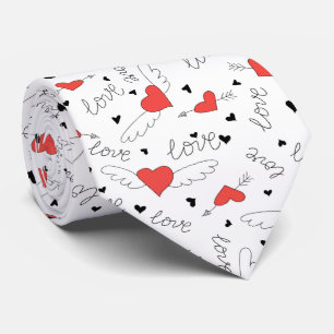 Gravata Pássaro do amor do dia dos namorados padrão de cor