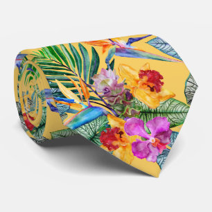 Gravata Pássaro Tropical De Paraíso E Orquídea De Verão