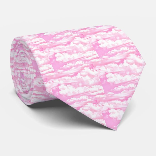 Gravata Pastel Baby Pink Happy Cloudy Decor (Rolled)