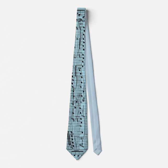 Gravata Pastel Blue Music Notes  (Frente)