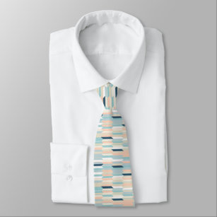 Gravata Pastel colorido padrão geométrico japonês