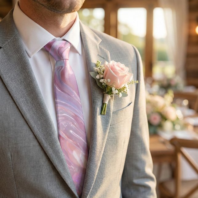 Gravata Pastel Marble Swirl - Pink Purple Blue Abstract (Criador carregado)