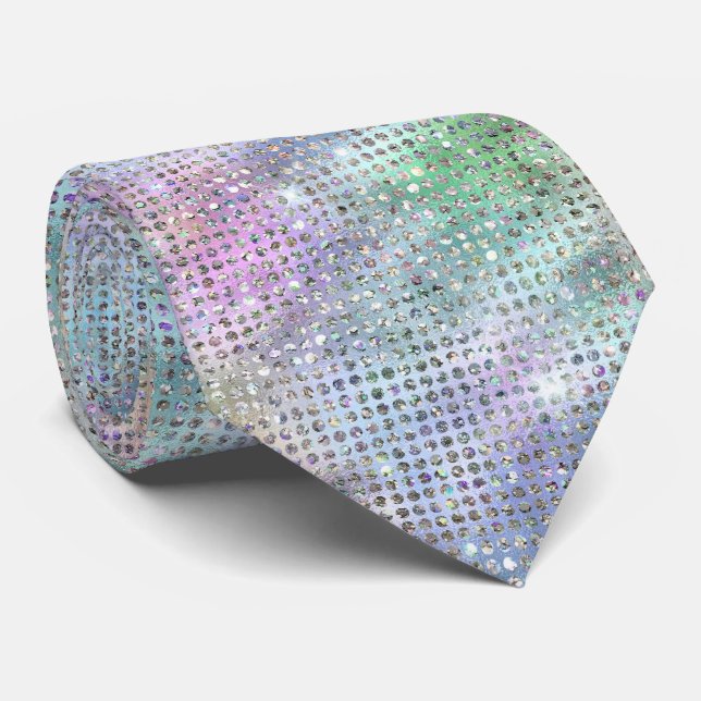 Gravata Pastel Rainbow e Silver Sparkles (Rolled)
