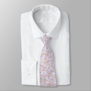 GRAVATA PASTEL ROSA-LILÁS, BRANCO E BEGE COM DESIGNE DE FO