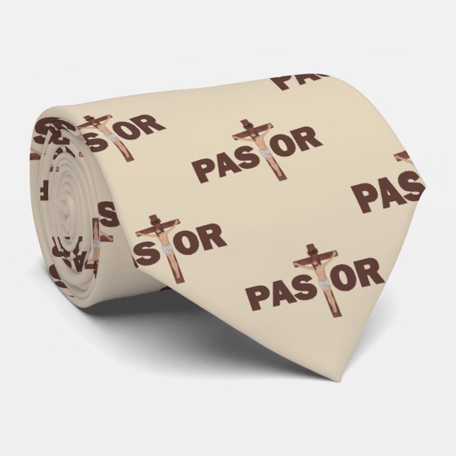 Gravata Pastor Cristão (Jesus na Cruz) Necktie (Rolled)