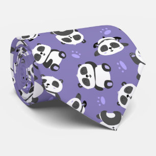 Gravata Pata de urso panda fofa em fundo azul