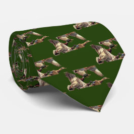 Gravata Patos De Mallard Voadores Em Verde