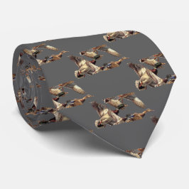 Gravata Patos De Mallard Voadores Na Cinza