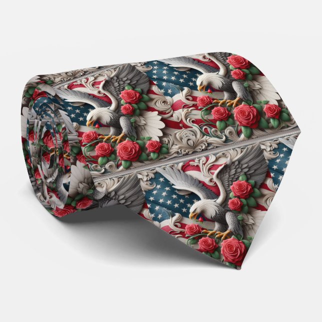 Gravata Patriotic American Flag and Eagle (Rolled)