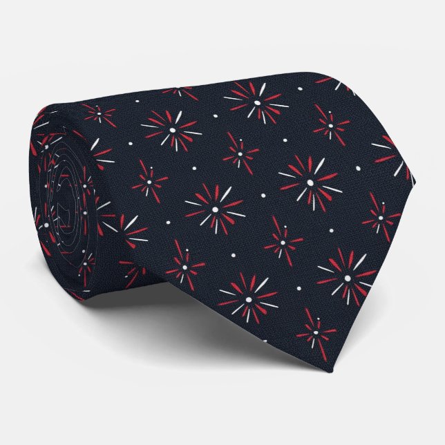 Gravata Patriotic Fireworks Geometric  (Rolled)