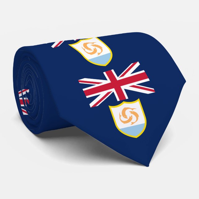 Gravata Patriótica da Bandeira de Anguilla (Rolled)