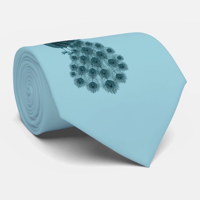 Gravata Pavão Azul Romântico (Rolled)