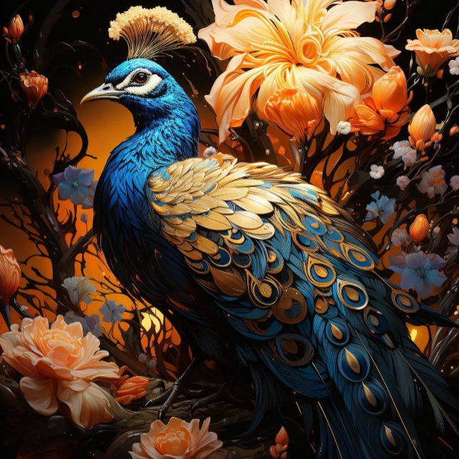 Gravata Pavão Dourado e Azul (Criador carregado)