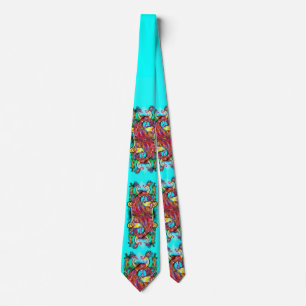 Gravata PAVÕES APAixonados Vermelho Azul Verde Teal Floral