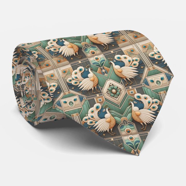 Gravata Pavões Art Déco Retro (Rolled)