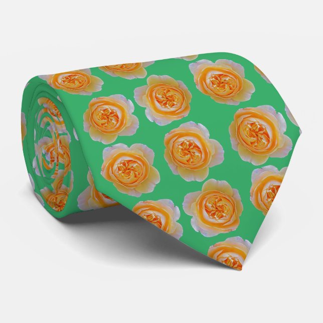 Gravata Peach Orange Rosa Elegant Repeating Pattern Green (Rolled)