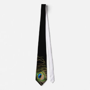 Gravata Peacock Feather Black Tie