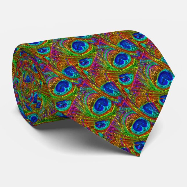 Gravata Peacock Feather Glass Art 1, Tie (Rolled)