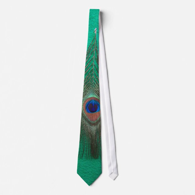 Gravata Peacock Feather on Green (Frente)