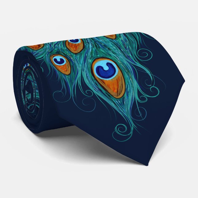 Gravata Peacock Feather Teal Peacocks (Rolled)