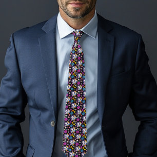 Gravata Pegasus Preto Floral