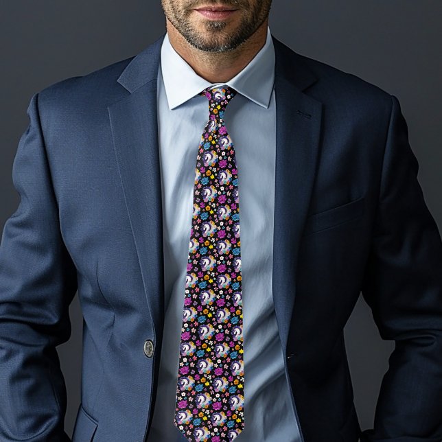 Gravata Pegasus Preto Floral (Criador carregado)