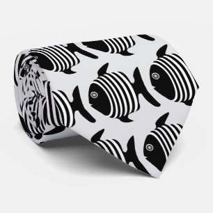 Gravata Peixe Anjo Preto e Branco Design