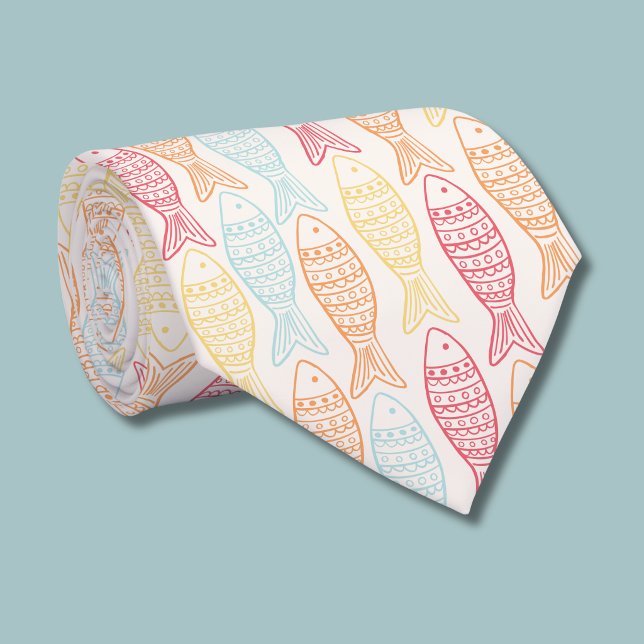 Gravata Peixes Coloridos (Coastal Catch fish pattern tie)