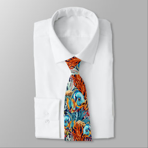 Gravata Peixes Tropicais Vibrações Coloridas de Verão