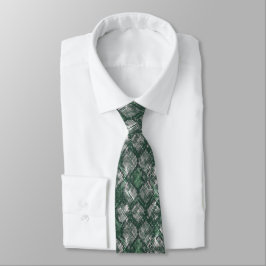 Gravata Pele de cobra cinza e verde imitação.