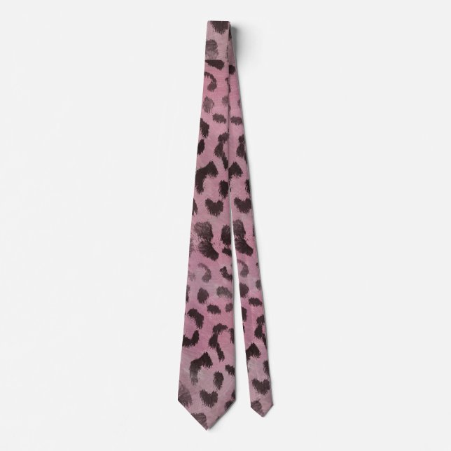 Gravata Pele de leopardo em rosa (Frente)