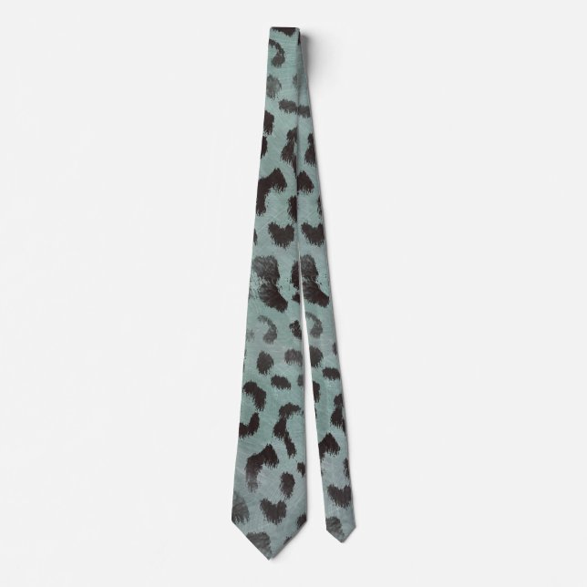 Gravata Pele de Leopardo no Mar Azul Tangerina (Frente)