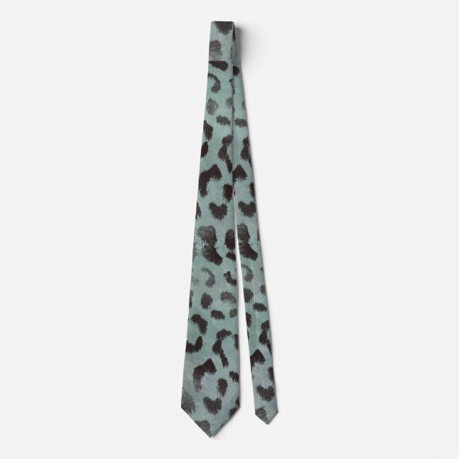 Gravata Pele de Leopardo no Mar Azul Tangerina (Frente)