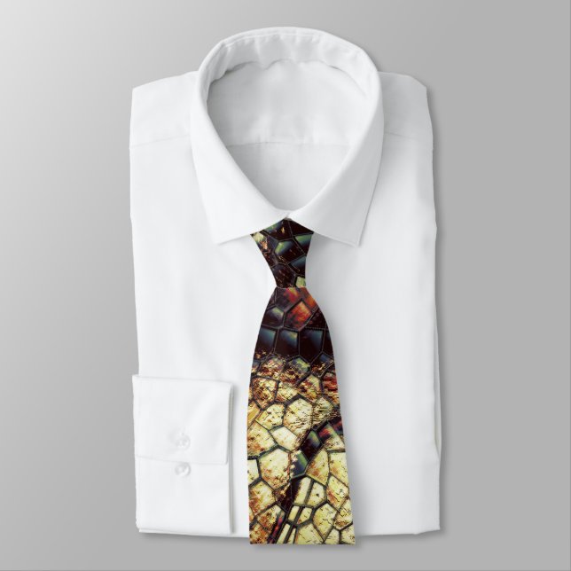 Gravata Pele de réptil com manchas amareladas e escuras? (Amarrado)