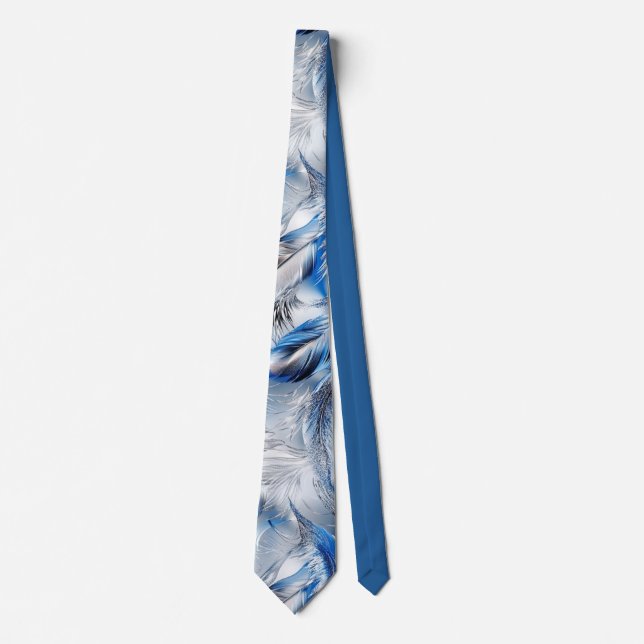 Gravata Pena Azul Elegante Moderno e Sofisticado (Frente)