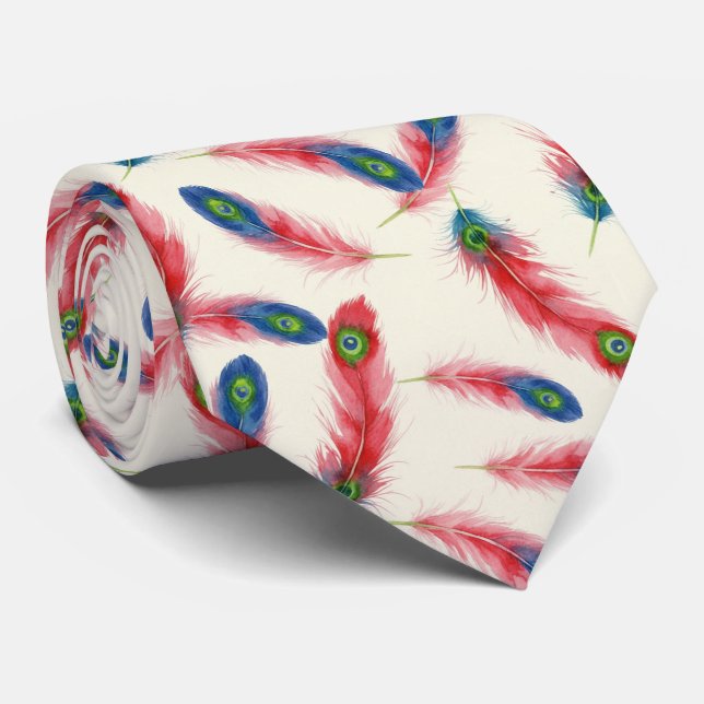 Gravata Pena Vibrante de Aquarela com Estilo Expressivo (Rolled)