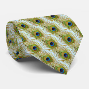 Gravata Penas de pavão elegantes em azul claro