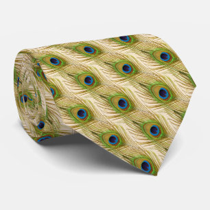 Gravata Penas de pavão elegantes sobre marfim