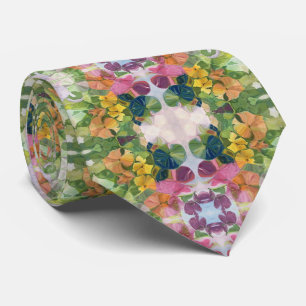 Gravata Pentes de Flor Coloridas Padrões de Aquarela