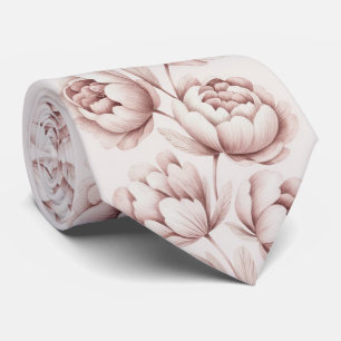 Gravata Peônia Floral Rosa Bege