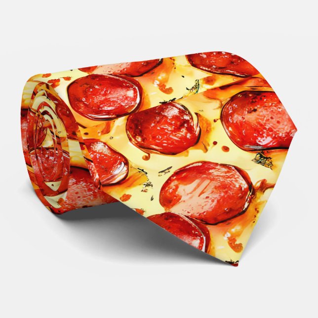 Gravata Pepperoni Pizza Neck Tie (Rolled)