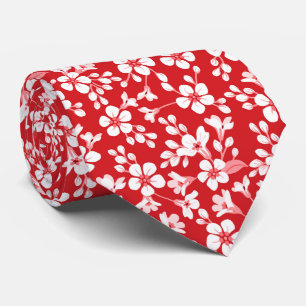 Gravata Pequeno padrão floral fofo vermelho