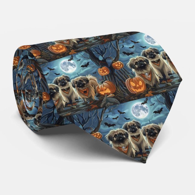Gravata Pequinês Halloween Assustador (Rolled)